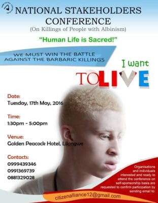 Stakeholders conference calls on Malawi govt to stop rhetoric but protect people with Albinism