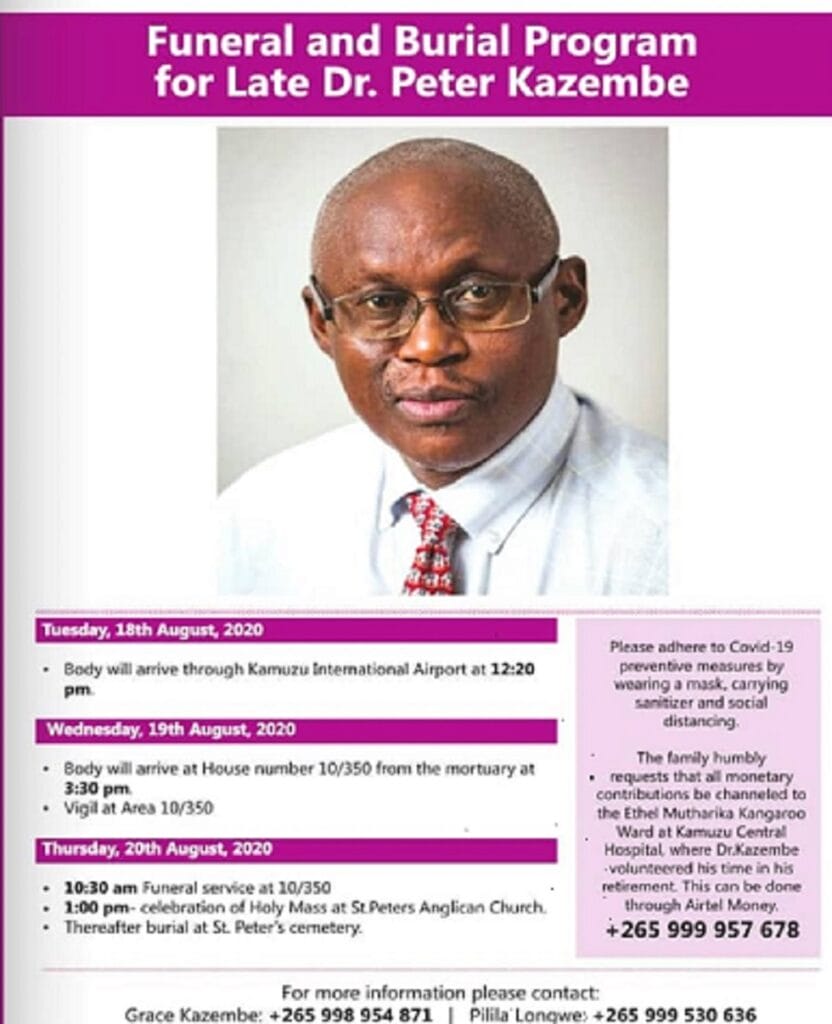 Peter Kazembe dead