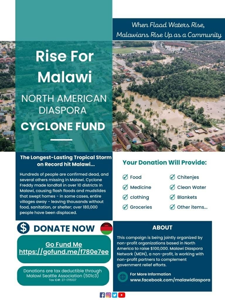 Malawians in Diaspora organize to raise funds for Victims of Cyclone Freddy