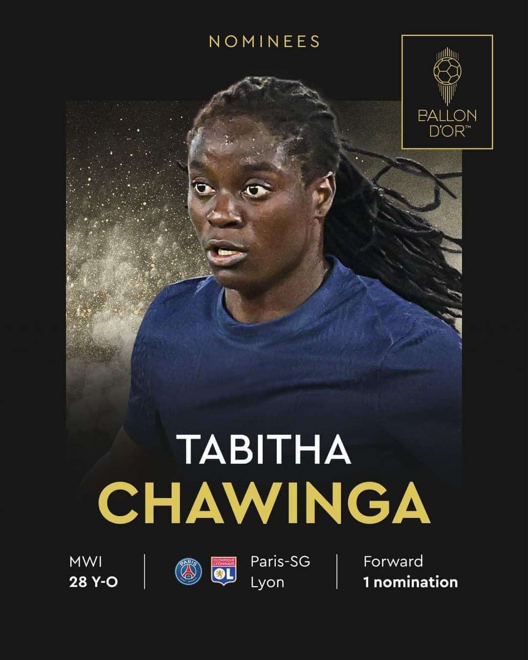 Tabitha Chawinga Makes History as First Malawian to be Nominated for Ballon d’Or