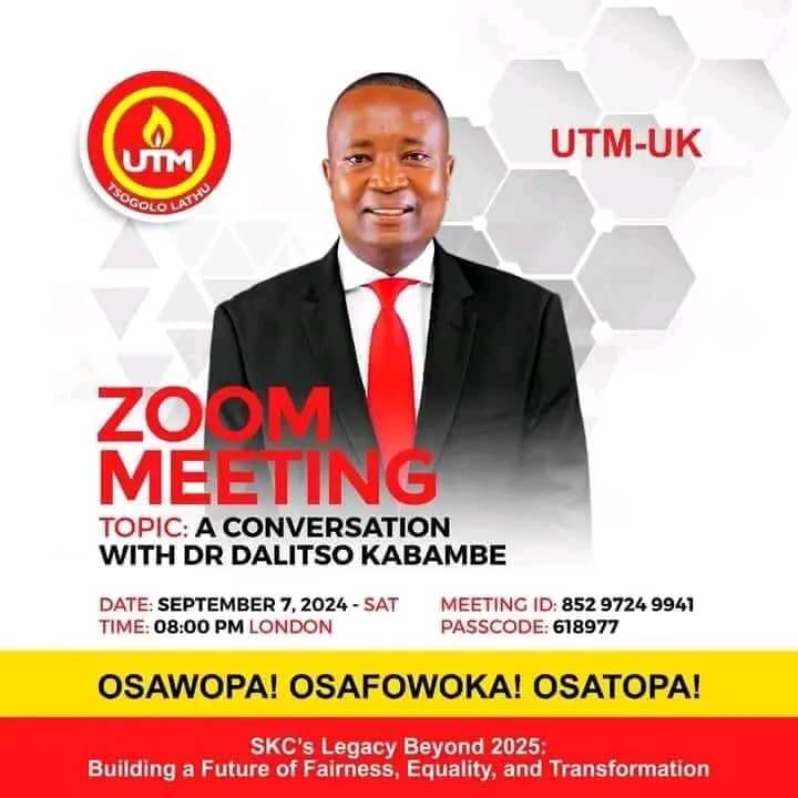 Dr. Dalitso Kabambe said to  host global zoom meetings for UTM supporters