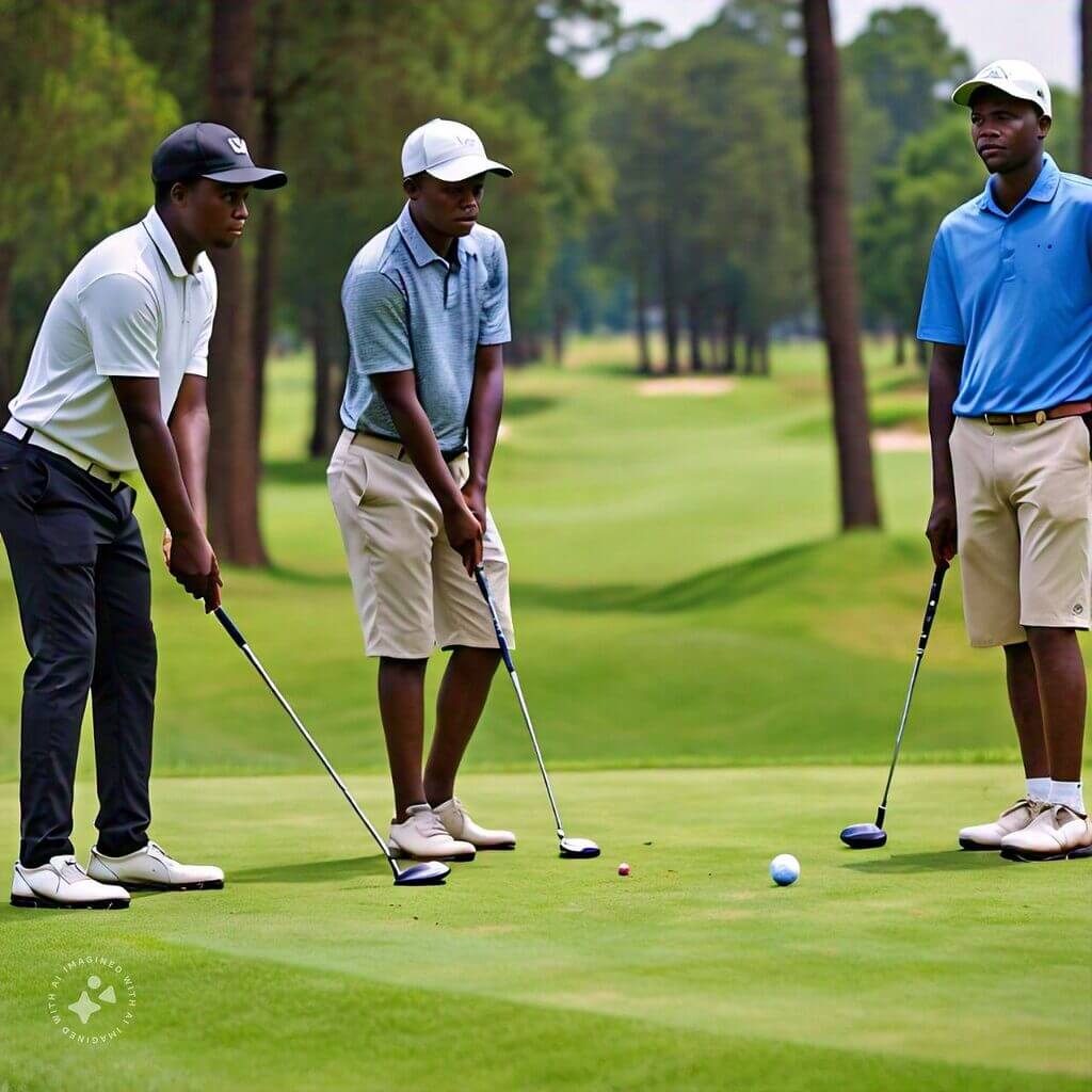 Playing golf