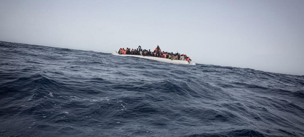 A boat transporting migrants 34 nautic miles far from Libyan coasts. (file).