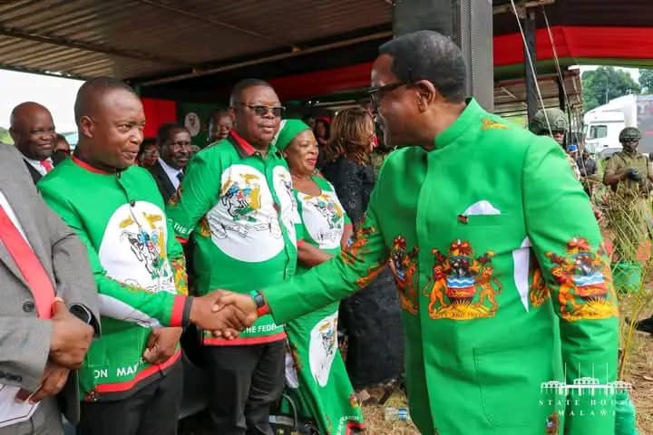 Dalitso Kabambe and President Lazarus Chakwera meet at Martyrs’ Day Commemoration