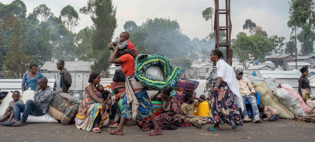 Families displaced from eastern DR Congo due to rampant insecurity.