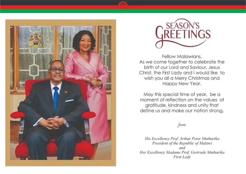 Mutharika offers Malawians’ hope message for Christmas, New Year-“Uphold peace, celebrate responsibily”